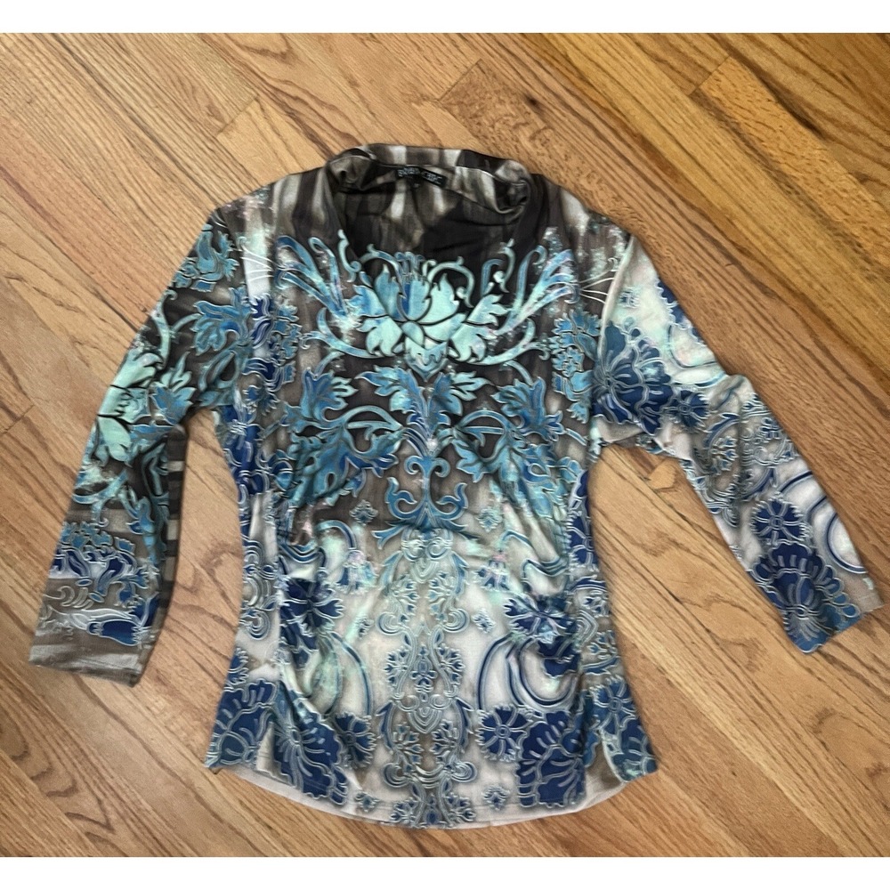 Boho Chic Shirt M Y2k Grunge Tattoo Print V Neck Fairycore Shirt